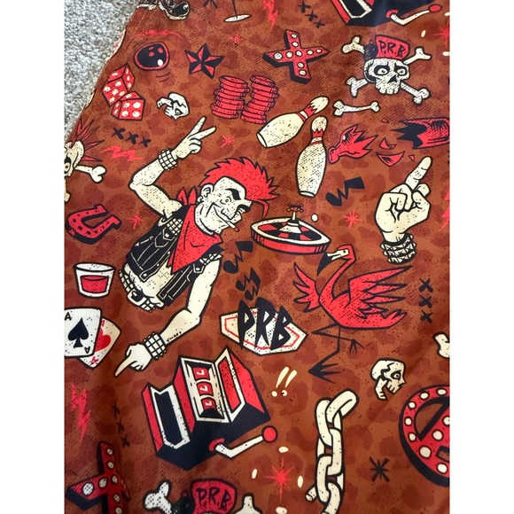 DIXXON Punk Rock Bowling Graphic Short Sleeve Button Up Shirt Red Black Large‎ - Picture 3 of 6